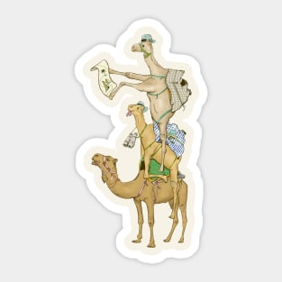 Camels Lost in Desert Sticker